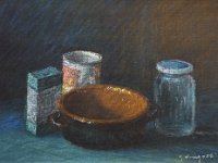 La ciotola e altri oggetti  Pastello su MDF - 30 x 40